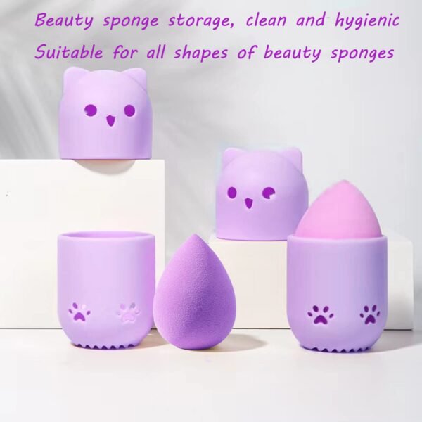 Makeup Sponge Blender Travel Case,(Pink & Purple) - Image 6