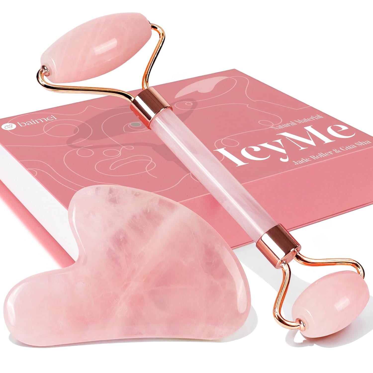 BAIMEI IcyMe Jade Roller Massager for Face, Face Roller