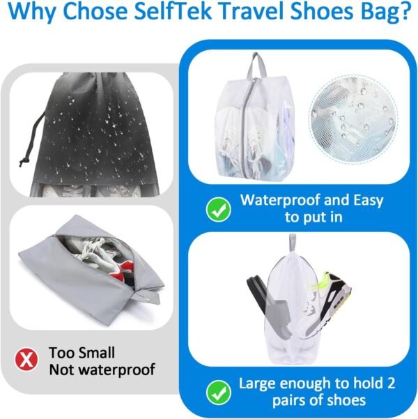 Shoe Bags for Travel, 6 Pack 3 Size Double-Sided Zipper Shoe Bags - Image 2