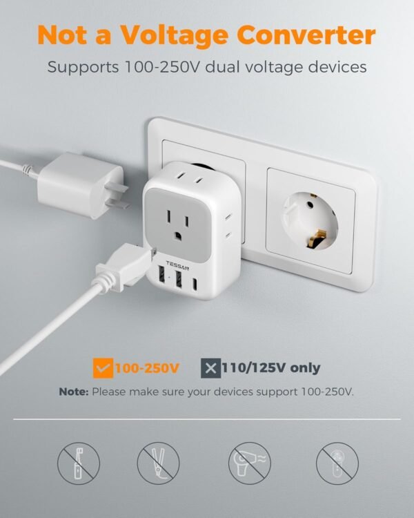 2 Pack European Plug Adapter Europe Travel Essentials - Image 3