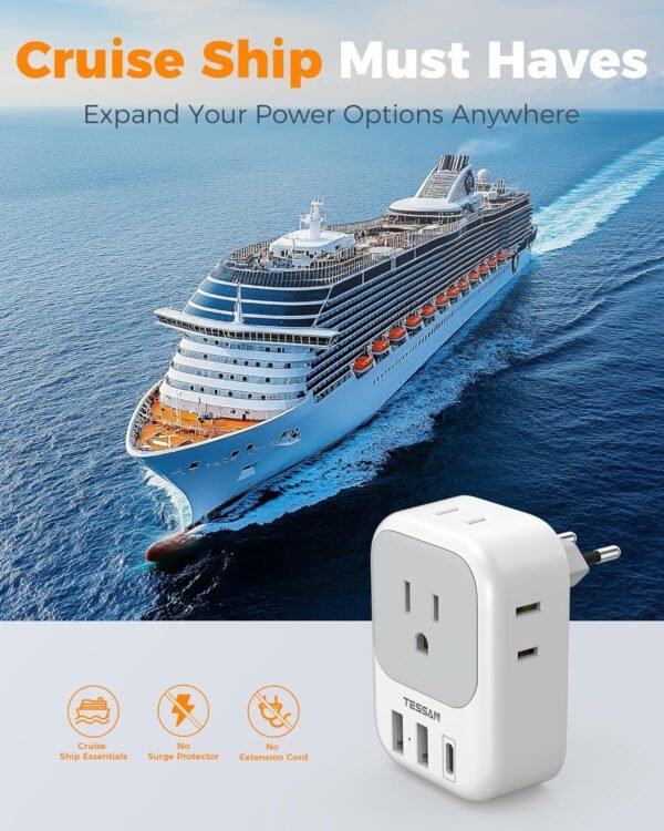 2 Pack European Plug Adapter Europe Travel Essentials - Image 2