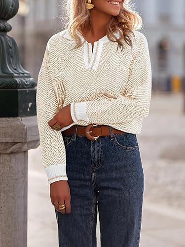 Saodimallsu Womens Fall Sweaters Tops Lapel - Image 5