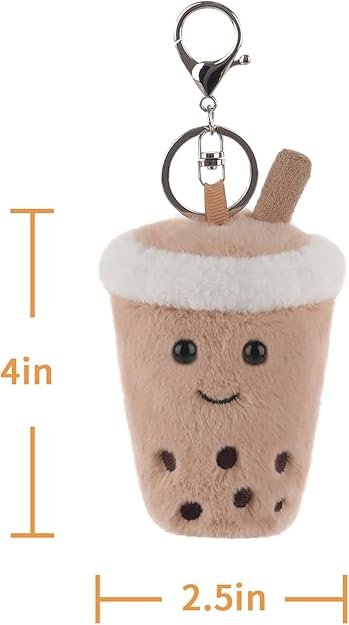 Apricot Lamb Boba Tea Cute Food Plushies Keychain