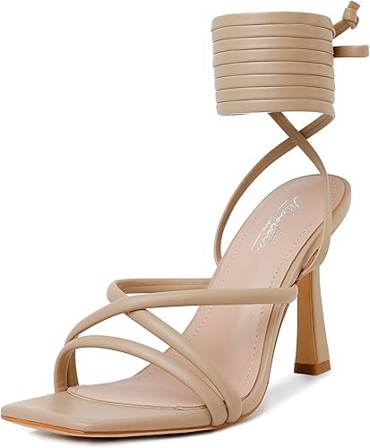 Mostrin Womens Sandals Strappy Heels for Women Lace Up Square