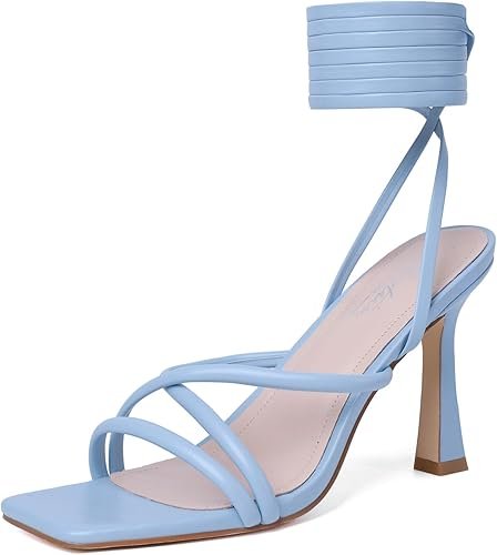 Mostrin Womens Sandals Strappy Heels for Women Lace Up Square - Image 10