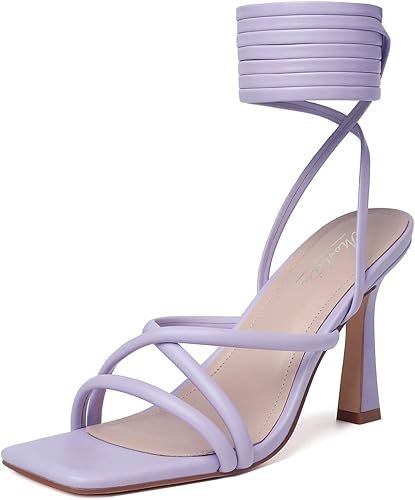 Mostrin Womens Sandals Strappy Heels for Women Lace Up Square - Image 8