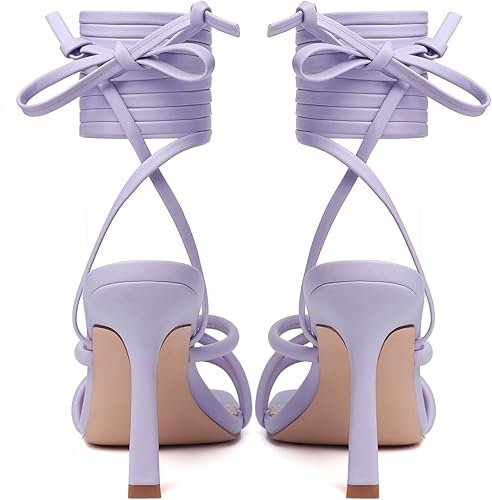 Mostrin Womens Sandals Strappy Heels for Women Lace Up Square - Image 7