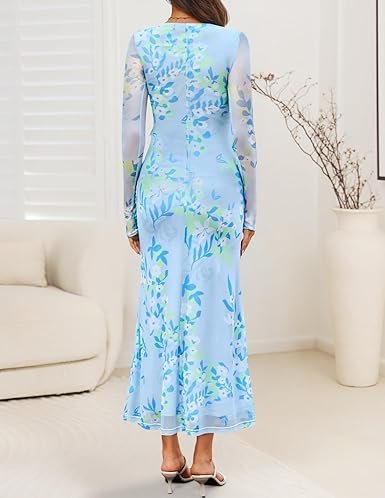 ZESICA Women's Fall Floral Long Sleeve Maxi Dress 2025 - Image 5
