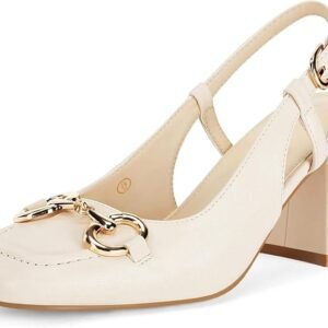 Womens Slingback Block Heels Closed Square Toe