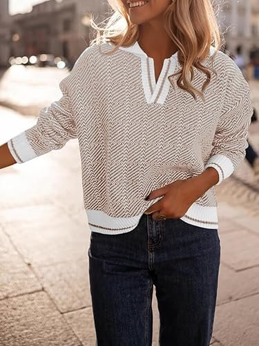 Saodimallsu Womens Fall Sweaters Tops Lapel - Image 3