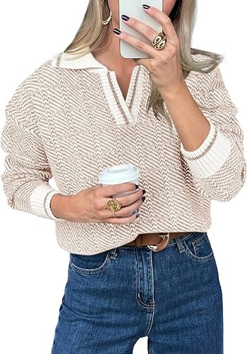 Saodimallsu Womens Fall Sweaters Tops Lapel