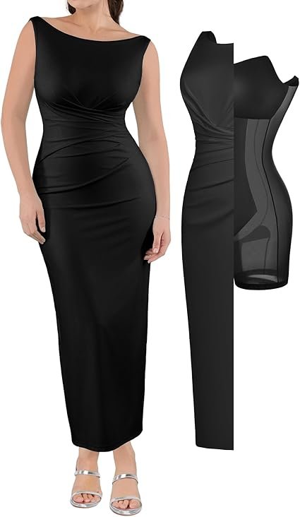 Popilush Long Dresses for Women - Ruched Bodycon