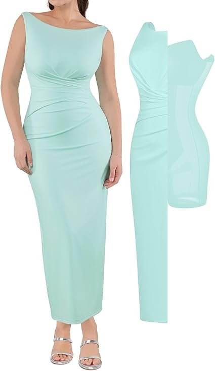 Popilush Long Dresses for Women - Ruched Bodycon - Image 8