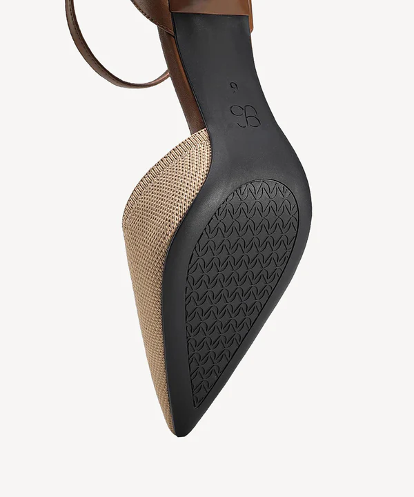 Bicolor Strapped Pointed Toe Stiletto Pumps