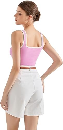 SUUKSESS Women Padded Cotton Ribbed Long Tank Tops