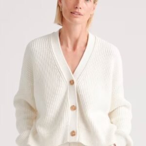 100% Organic Cotton Fisherman Boxy Cropped Cardigan