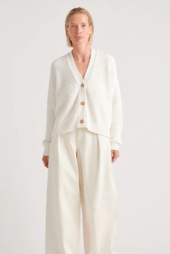 100% Organic Cotton Fisherman Boxy Cropped Cardigan - Image 4