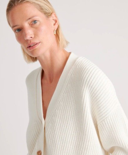 100% Organic Cotton Fisherman Boxy Cropped Cardigan