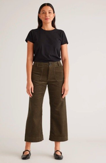 Organic Stretch Corduroy Cropped Wide Leg Pants