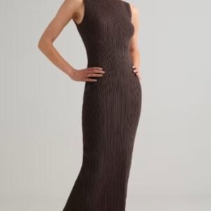 Cotton Cashmere Ribbed Sleeveless Midi Dress