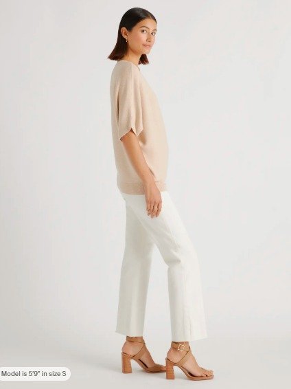 Lightweight Cotton Cashmere Link-Stitch Dolman Sweater