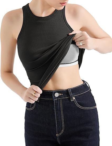 SUUKSESS Women Padded Cotton Ribbed Tank Tops