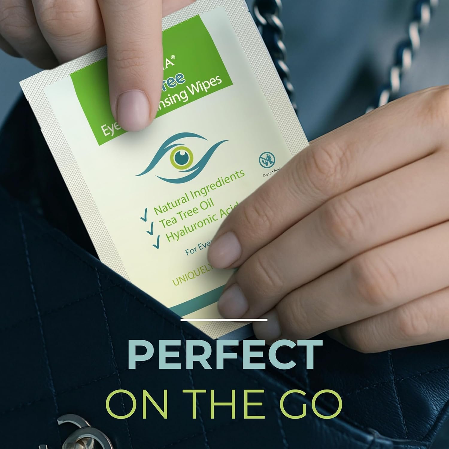 NOVEHA 60PCs Tea Tree Oil Eyelid & Lash Wipes With Hyaluronic Acid