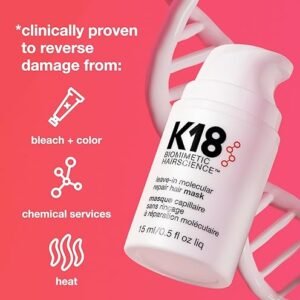 K18 Leave-In Molecular Hair Mask, Repairs Dry or Damaged Hair.