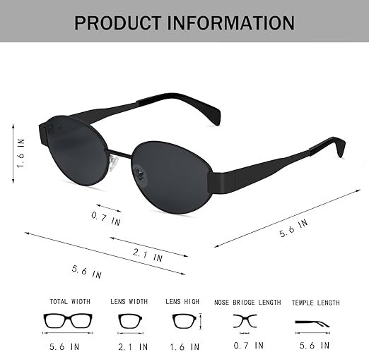 BUTABY Retro Oval Sunglasses for Women Men Designer