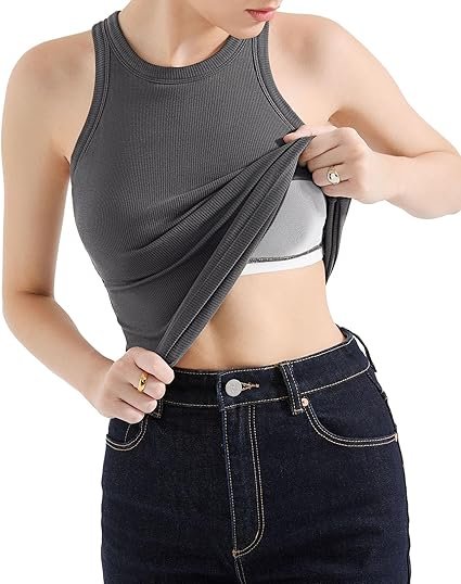 SUUKSESS Women Padded Cotton Ribbed Tank Tops - Image 3