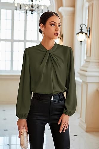 GRACE KARIN Women's Long Sleeve Satin Blouse - Image 3