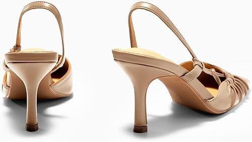 Coutgo Womens Slingback Kitten Heels Closed - Image 7