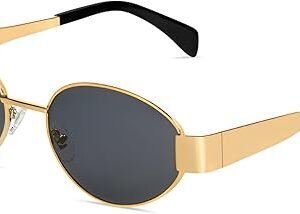 BUTABY Retro Oval Sunglasses for Women Men Designer
