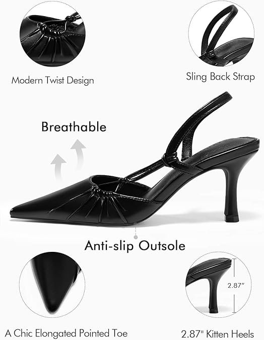 Coutgo Womens Slingback Kitten Heels Closed - Image 11