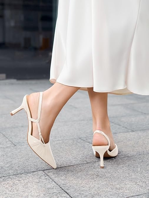 Coutgo Womens Slingback Kitten Heels Closed