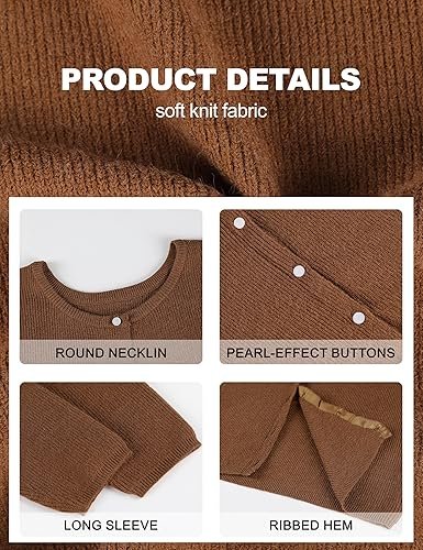 Lviefent Women Knit Cardigans Lightweight Casual Crew - Image 4