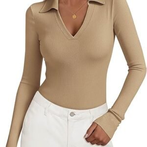 KIRUNDO Polo Shirts for Women Long Sleeve Business