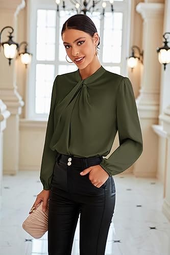 GRACE KARIN Women's Long Sleeve Satin Blouse - Image 4