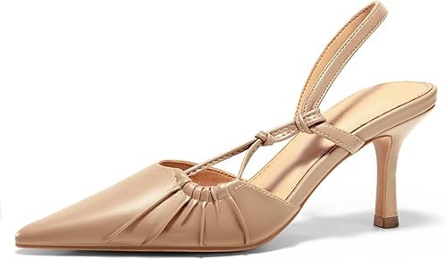 Coutgo Womens Slingback Kitten Heels Closed - Image 9