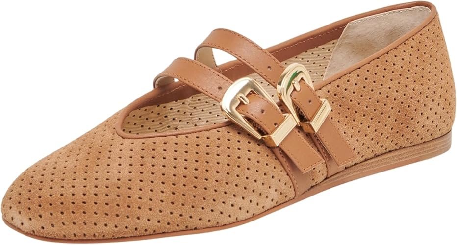 UBWDU Suede Mary Jane Flats for Women Toe Ballet Flats - Image 4
