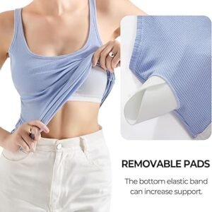 SUUKSESS Women Padded Cotton Ribbed Long Tank Tops