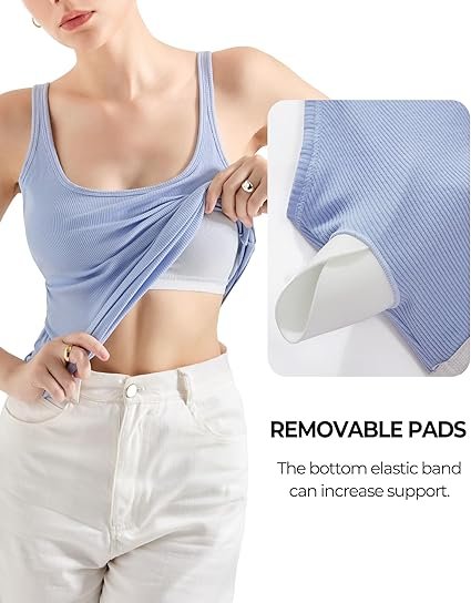 SUUKSESS Women Padded Cotton Ribbed Long Tank Tops