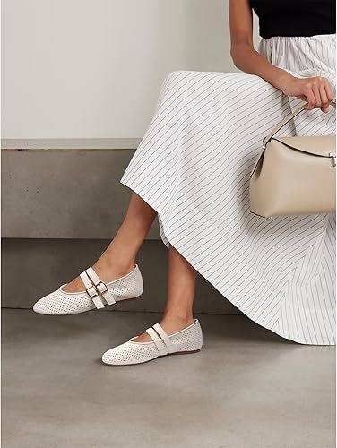 UBWDU Suede Mary Jane Flats for Women Toe Ballet Flats