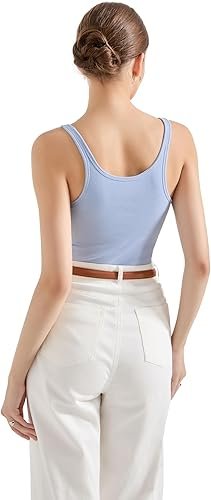 SUUKSESS Women Padded Cotton Ribbed Long Tank Tops - Image 7