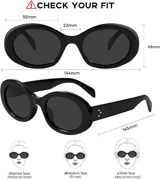 Mosanana Oval Retro Trendy Sunglasses for Women